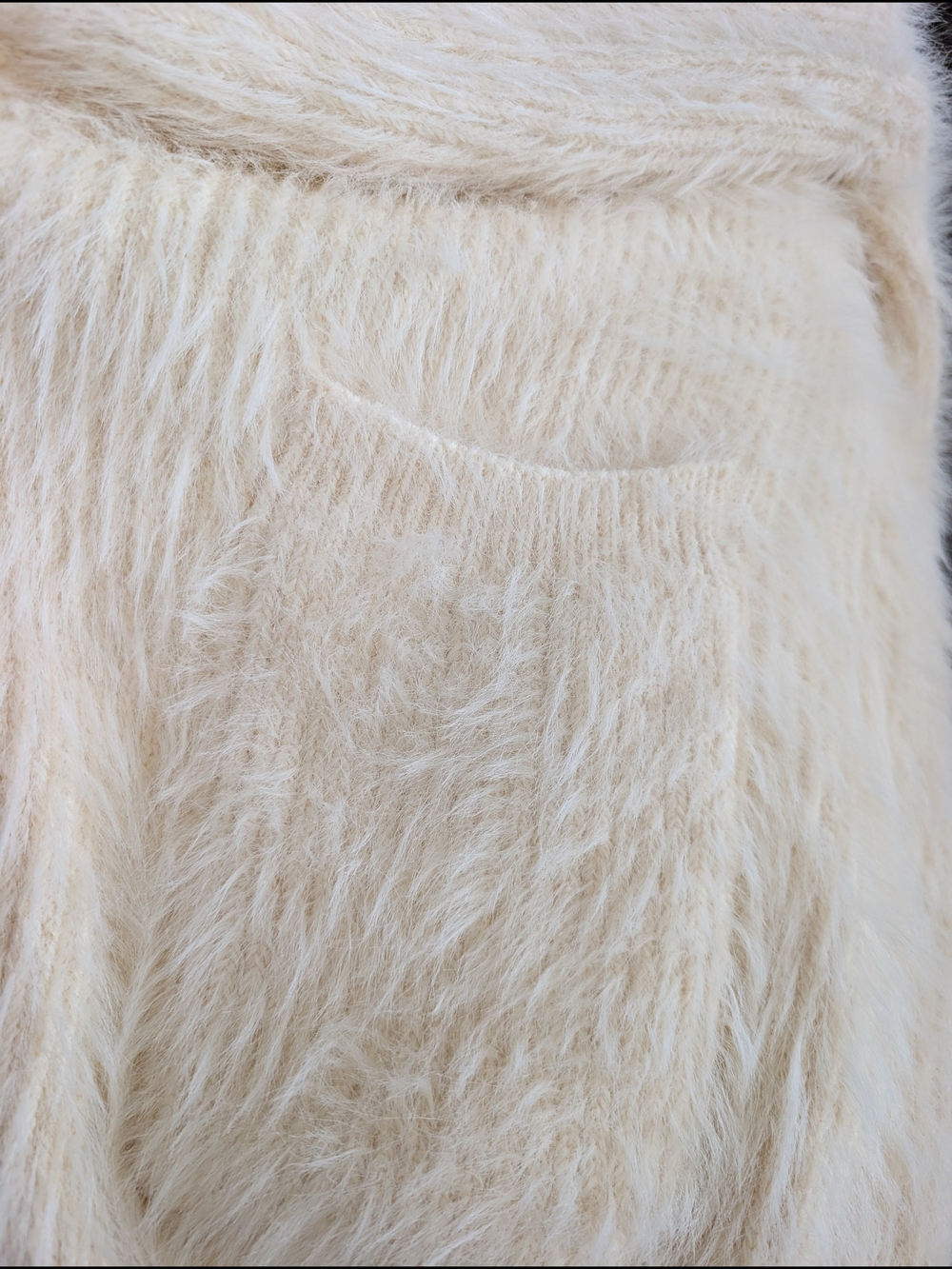 ​Dance & Marvel Cream Fuzzy Eyelash Open Front Cardigan Sweater | Size S - Picture 9 of 9